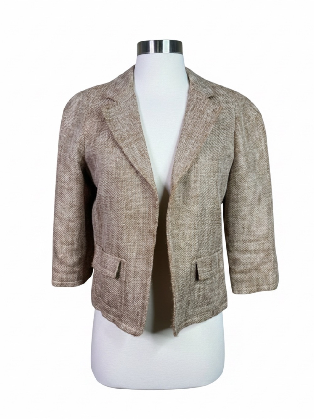 Talbots Textured Brown Blazer Woman Blazer Suit Jacket Size 4P